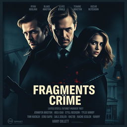 Design a captivating and mysterious movie poster for a murder mystery thriller titled 'Fragments of a Crime'