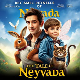 Create a movie poster for a fantasy, feel-good, family adventure film titled 'The Tales of Neyvada'