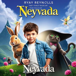 Create a movie poster for a fantasy, feel-good, family adventure film titled 'The Tales of Neyvada'