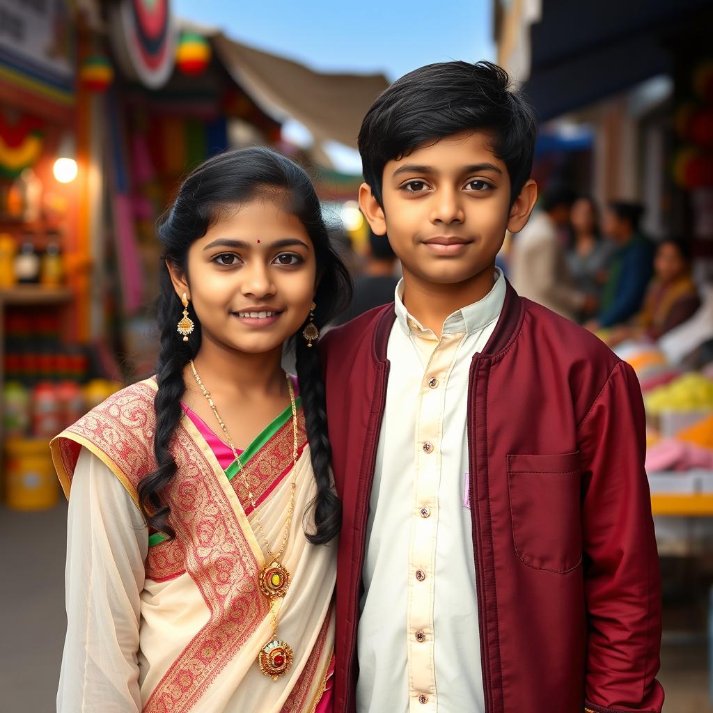 An Indian girl and a Pakistani boy standing together