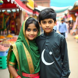 An Indian girl and a Pakistani boy standing together