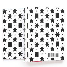 The front and back cover of a book with a black and white geometric pattern featuring stars