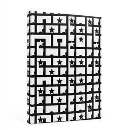 The front and back cover of a book with a black and white geometric pattern featuring stars