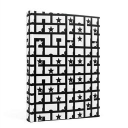 The front and back cover of a book with a black and white geometric pattern featuring stars