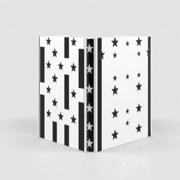 Create the front and back cover of a book with a black and white geometric pattern featuring stars