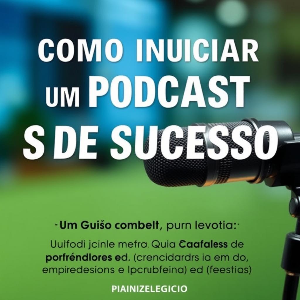 Capa de livro em português com o título 'Como Iniciar um Podcast de Sucesso' e o subtítulo 'Um Guia Completo para Criadores de Conteúdo, Empreendedores e Entusiastas de Podcast'