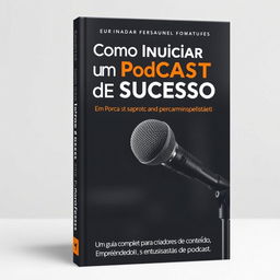 Capa de livro em português com o título 'Como Iniciar um Podcast de Sucesso' e o subtítulo 'Um Guia Completo para Criadores de Conteúdo, Empreendedores e Entusiastas de Podcast'