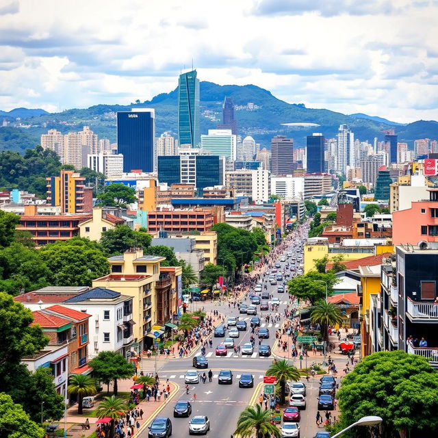 A vibrant and bustling cityscape of Sao Paulo, Brazil