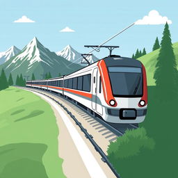 A detailed illustration of a train as a mode of transportation