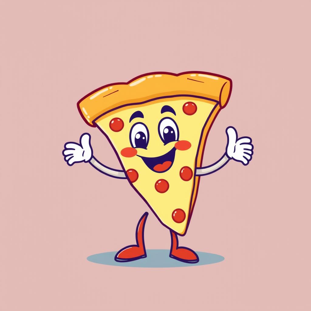 Create a flat illustrated mascot for a pizza company