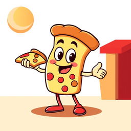 Create a flat illustrated mascot for a pizza company