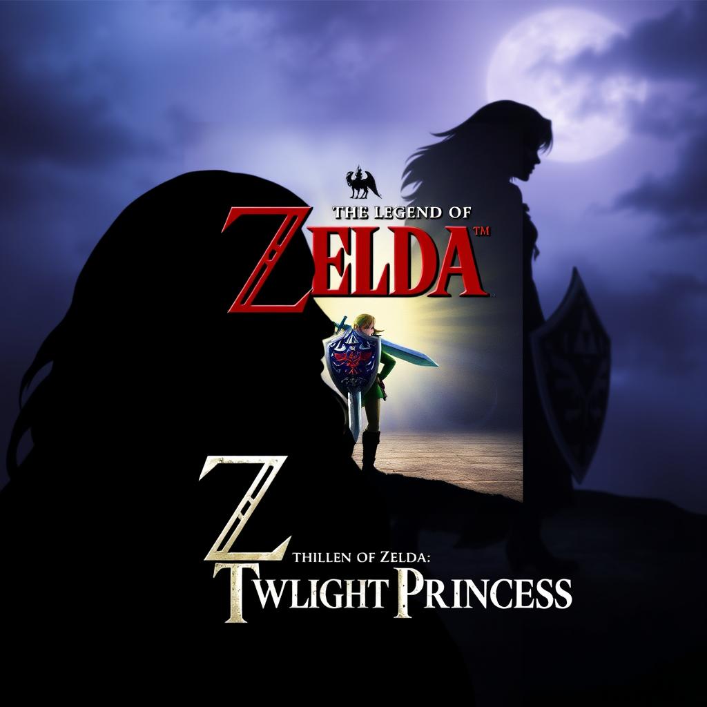 A captivating book cover for 'The Legend of Zelda: Twilight Princess,' featuring the silhouette of a brown-haired woman in the foreground