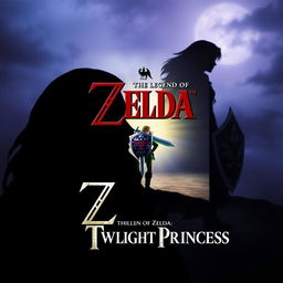 A captivating book cover for 'The Legend of Zelda: Twilight Princess,' featuring the silhouette of a brown-haired woman in the foreground