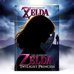 A captivating book cover for 'The Legend of Zelda: Twilight Princess,' featuring the silhouette of a brown-haired woman in the foreground