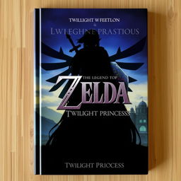 A captivating book cover for 'The Legend of Zelda: Twilight Princess,' featuring the silhouette of a long brown-haired woman in the foreground