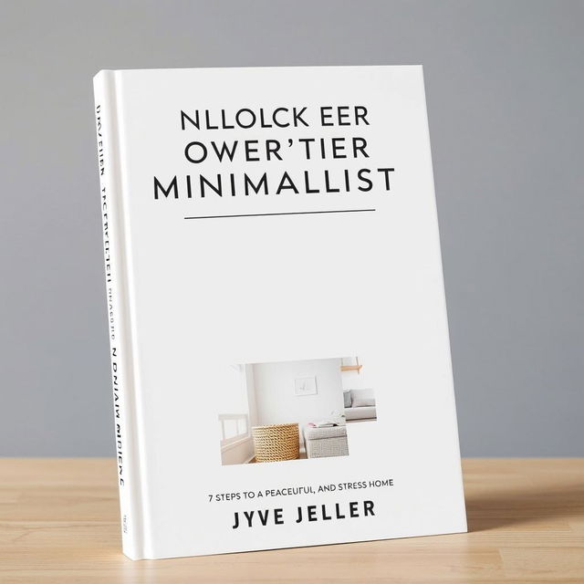 Design a book cover for a decluttering book titled 'Unlock the Power of Minimalism: 7 Steps to a Peaceful, Organised, and Stress-Free Home'