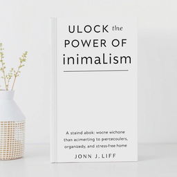 Design a book cover for a decluttering book titled 'Unlock the Power of Minimalism: 7 Steps to a Peaceful, Organised, and Stress-Free Home'