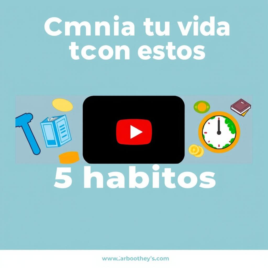 Create an attractive YouTube thumbnail with the text 'Cambia tu vida con estos 5 hábitos'