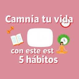 Create an attractive YouTube thumbnail with the text 'Cambia tu vida con estos 5 hábitos'