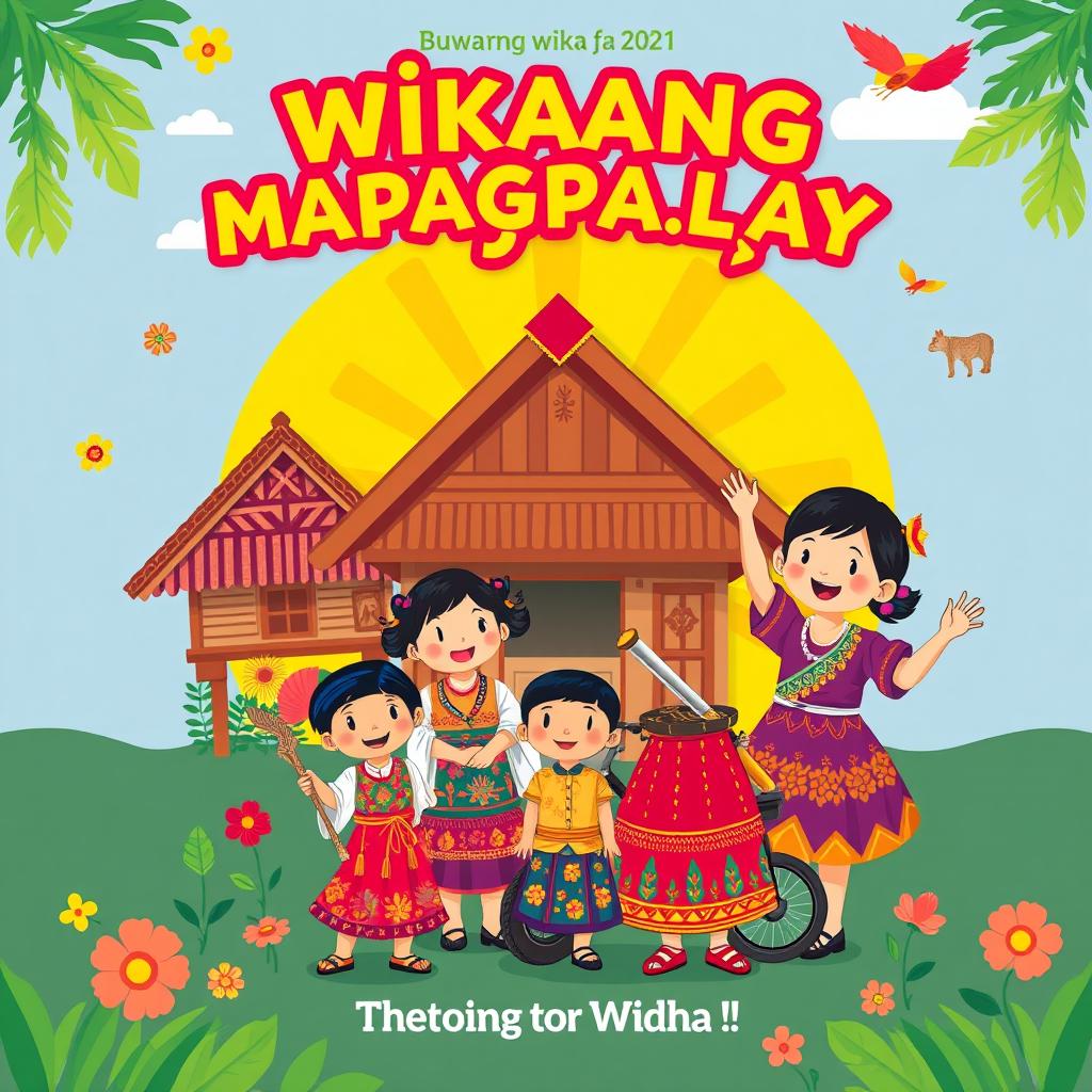 Create a unique Filipino 'Buwan ng Wika' poster with the theme 'Wikang Mapagpalaya'