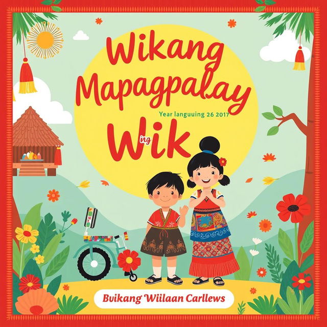 Create a unique Filipino 'Buwan ng Wika' poster with the theme 'Wikang Mapagpalaya'