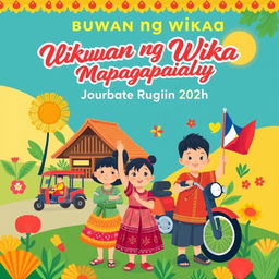 Create a unique Filipino 'Buwan ng Wika' poster with the theme 'Wikang Mapagpalaya'