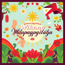 Create a unique Filipino Buwan ng Wika poster with the theme 'Wikang Mapagpalaya'