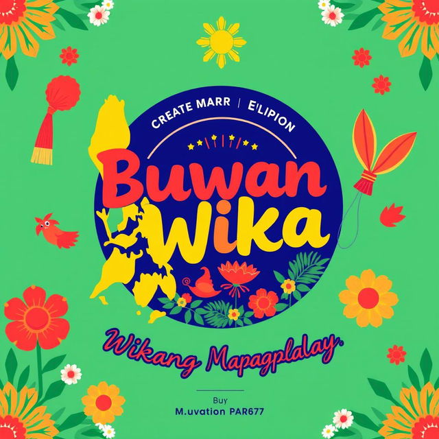 Create a unique Filipino Buwan ng Wika poster with the theme 'Wikang Mapagpalaya' without any words