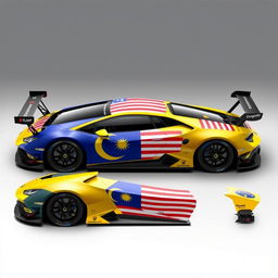 Design a Lamborghini Huracan EVO GT3 car for the Malaysian team