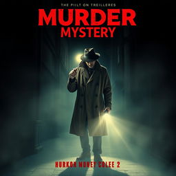 A thrilling murder mystery movie poster featuring a dark, foggy alleyway at night