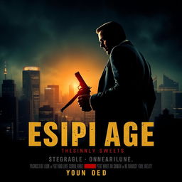 An espionage action thriller movie poster featuring a dark, intense cityscape at night