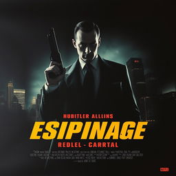 An espionage action thriller movie poster featuring a dark, intense cityscape at night