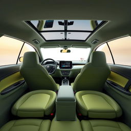 Interior design of a small and electric Renault car