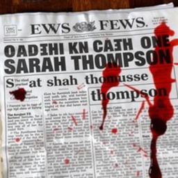 A newspaper headline discussing the missing case of Sarah Thompson