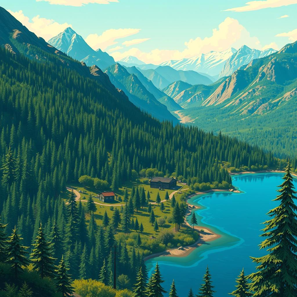 A stunning depiction of a national park inspired by the Grand Theft Auto: San Andreas video game