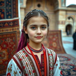 A beautiful girl from Tabriz, wearing traditional Azerbaijani clothing