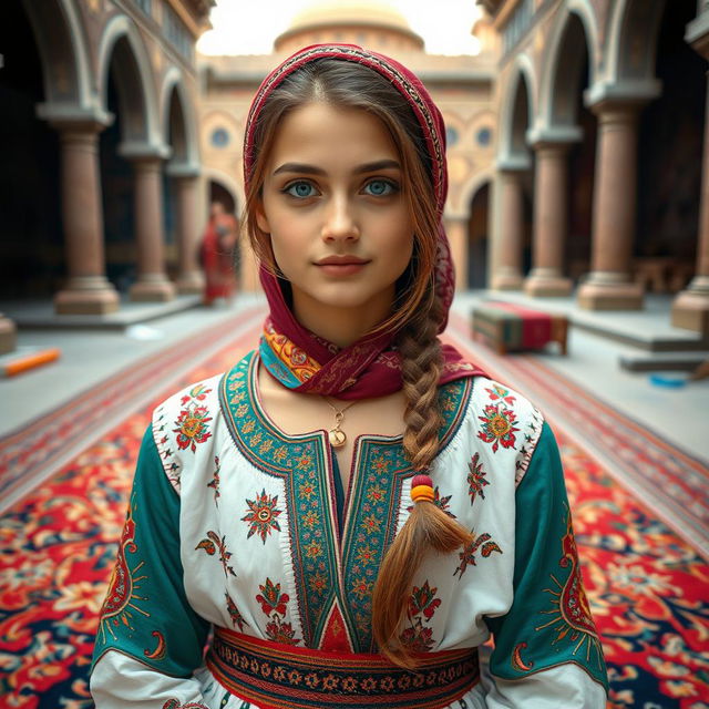 A beautiful girl from Tabriz, wearing traditional Azerbaijani clothing