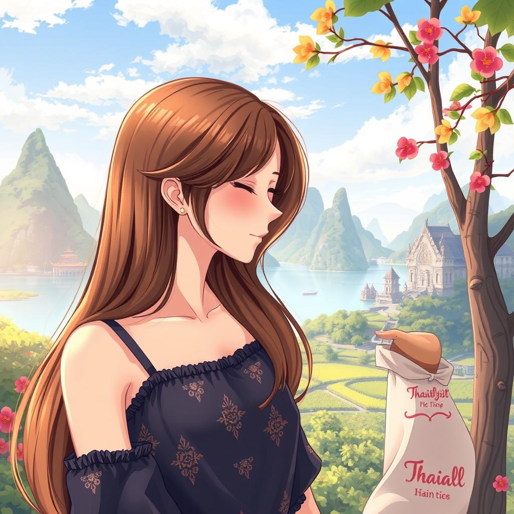 A more realistic anime-style illustration for a book cover featuring two Thai women in love