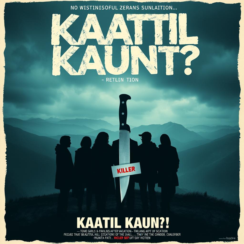 Design a thrilling movie poster for the film titled 'Kaatil Kaun?!'