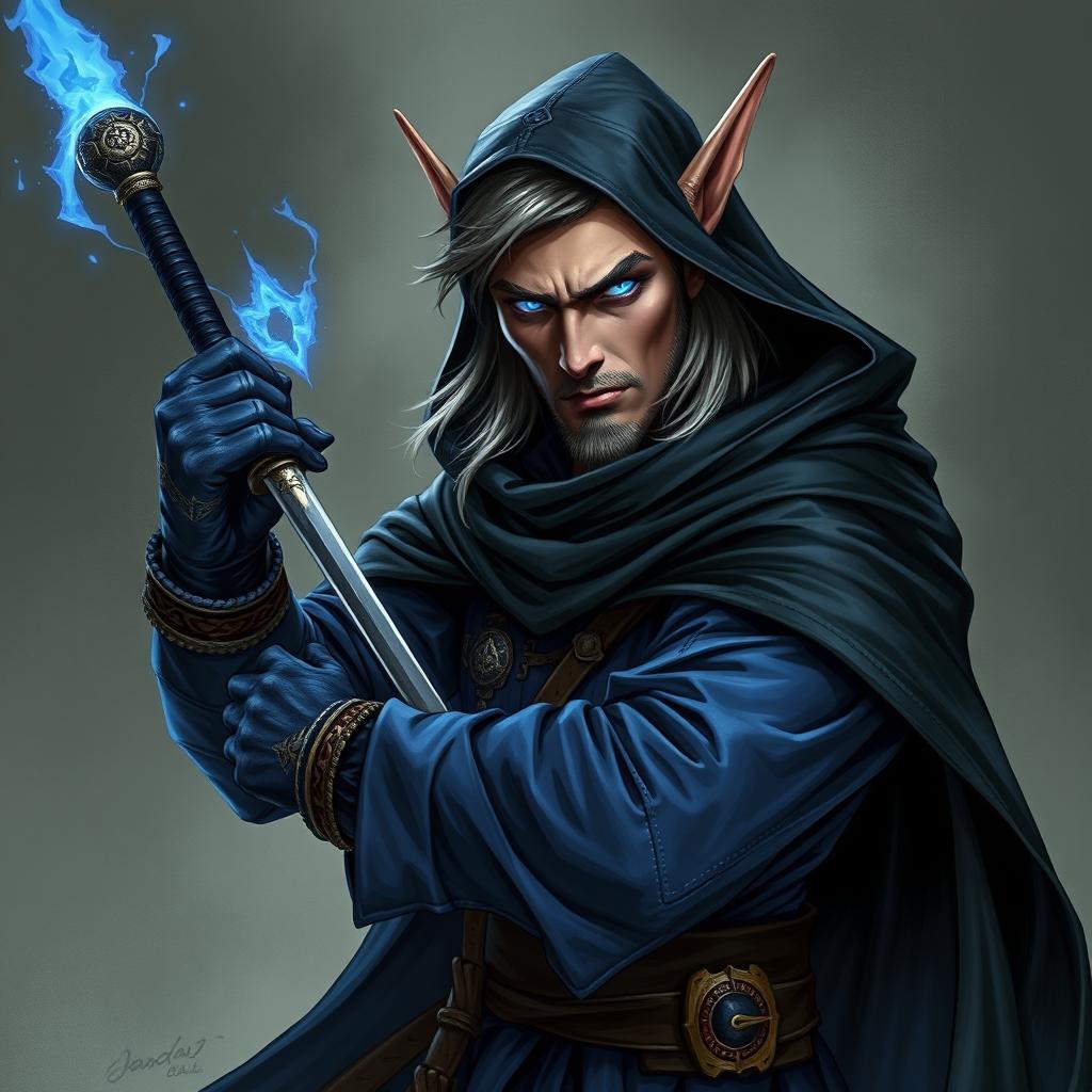 A male Kender from Dragonlance, dressed as a warlock