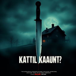 Design an eerie and suspenseful movie poster for the thriller film titled 'Kaatil Kaun?!'