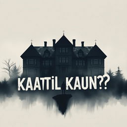 Design a horrific and suspenseful movie poster for the thriller film titled 'Kaatil Kaun?!'