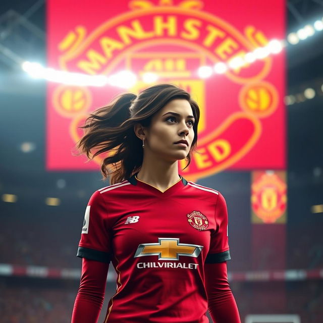 Wanda Maximoff, also known as the Scarlet Witch, wearing a Manchester United football jersey