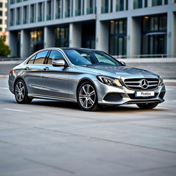 A high-resolution image of a Mercedes Benz C200, showcasing its sleek design and luxurious features