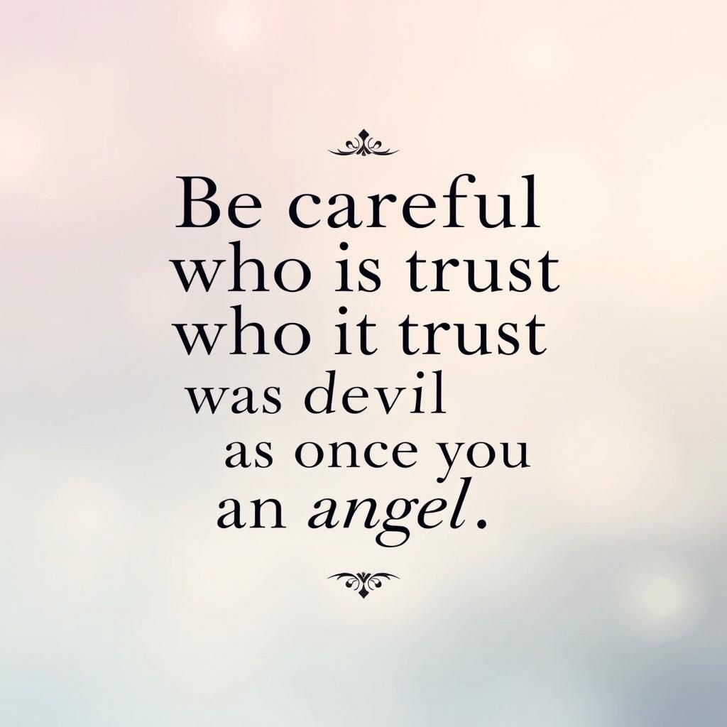 Create a visually appealing wallpaper featuring the quote 'Be careful who you trust, the devil was once an angel'