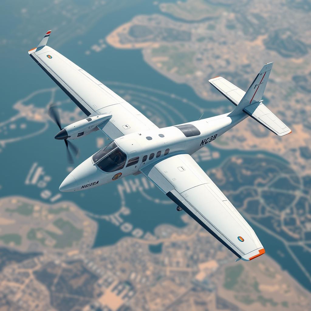 Create a detailed image of a high-wing turboprop aircraft designed for stability and low-speed performance