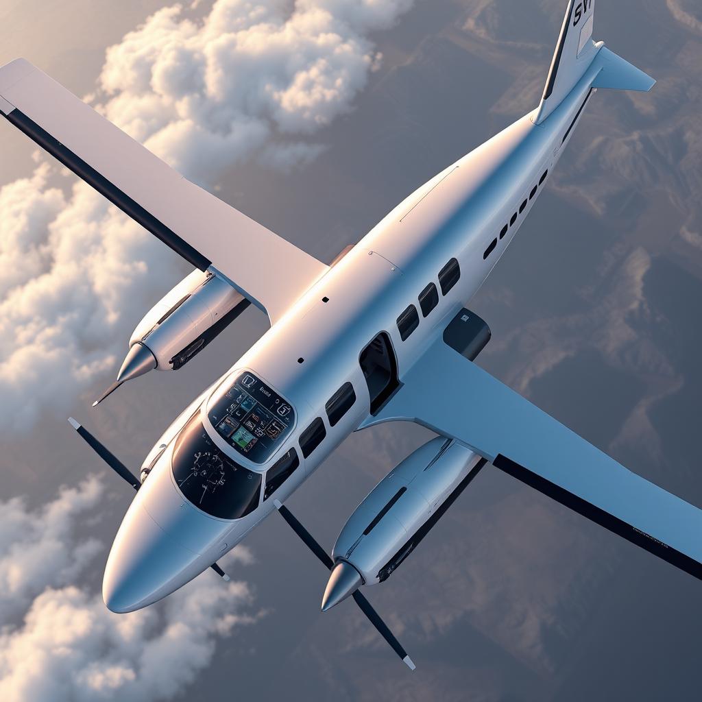 Create a detailed image of a high-wing turboprop aircraft