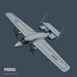 Illustrate the 'Mini AC-130 Spectre Light,' a compact and versatile aircraft designed for aerial combat and support scenarios