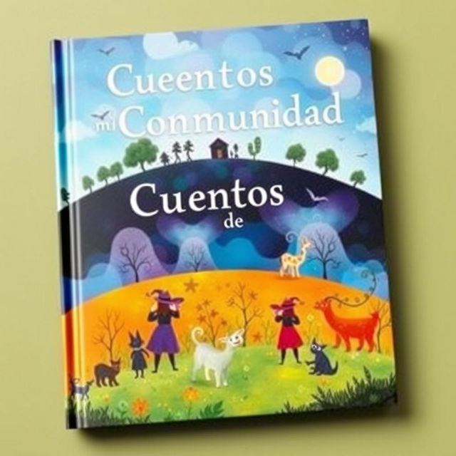 A storybook cover featuring a hill, trees, and mysterious colors like blue, purple, and orange