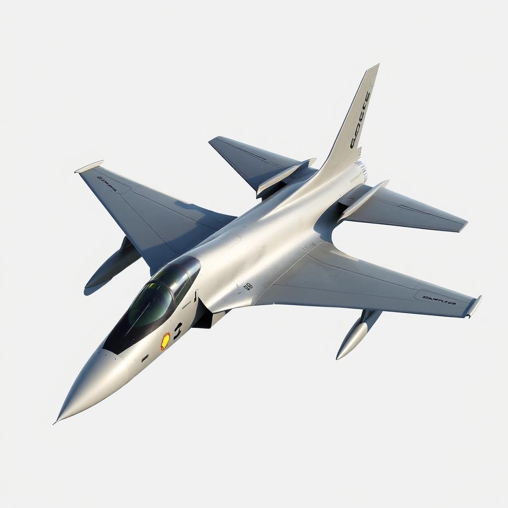 Create a detailed image of a sleek, low-wing monoplane with a fuselage similar to the F-5